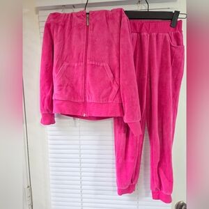 Fashion Nova/Nova Kids Fuchsia Velour Set Sz 6/6X